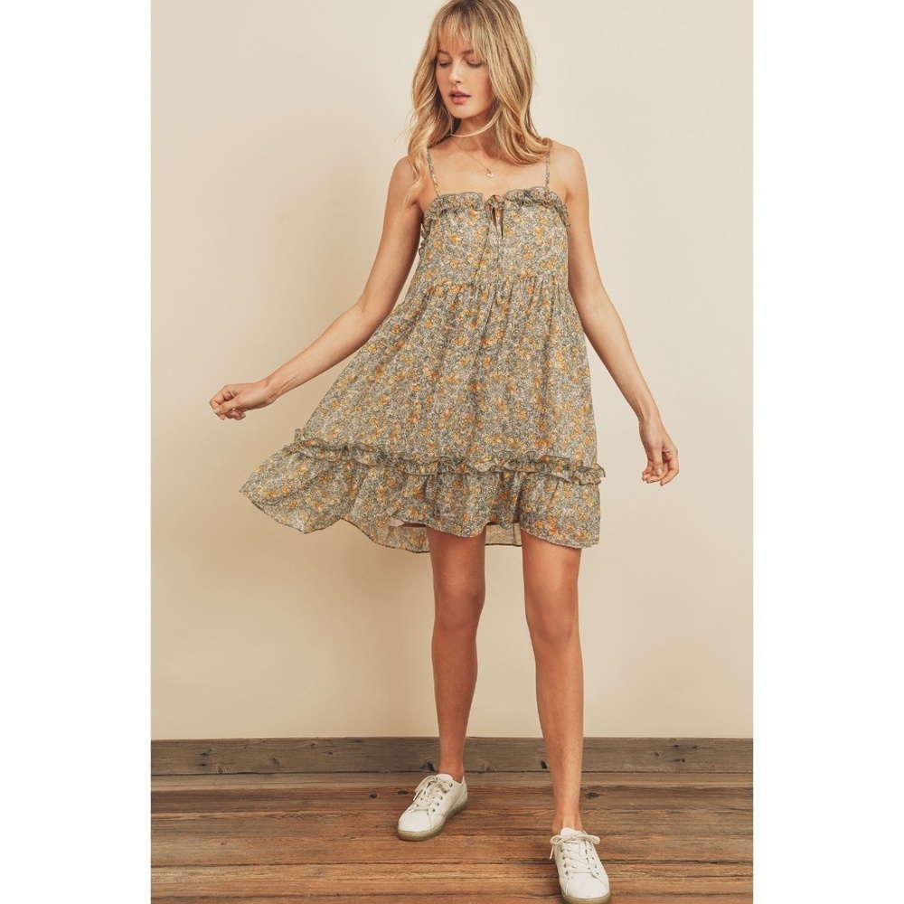 Dress Forum Sage Floral Ruffle Trimmed Babydoll Dress - Picture 7 of 9